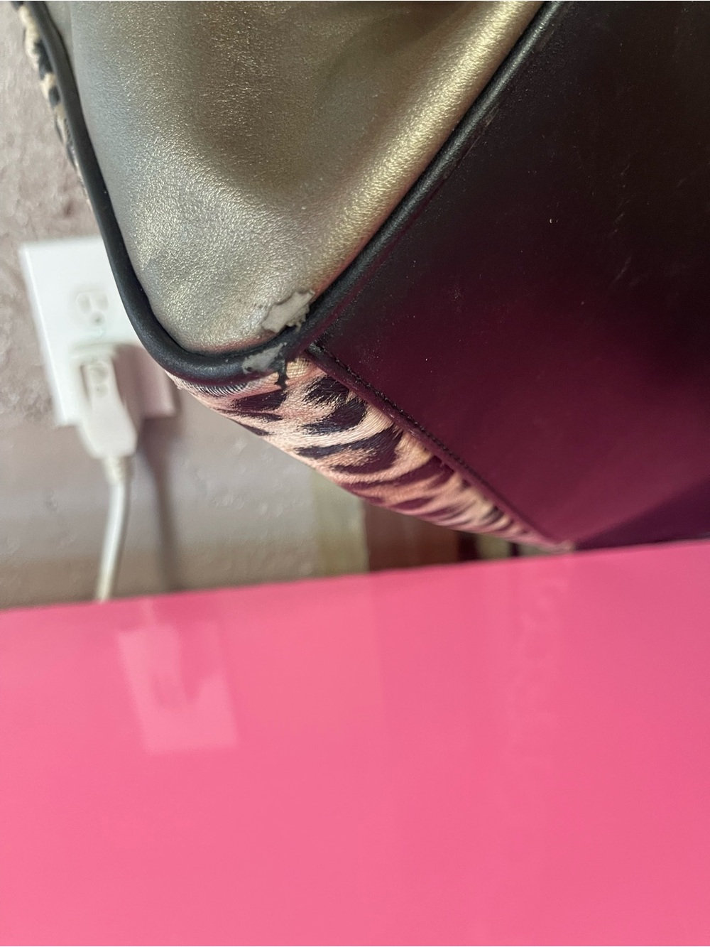 Cheetah Print Tote Bag with Metallic Side Panels - Brown - Picture 10 of 10